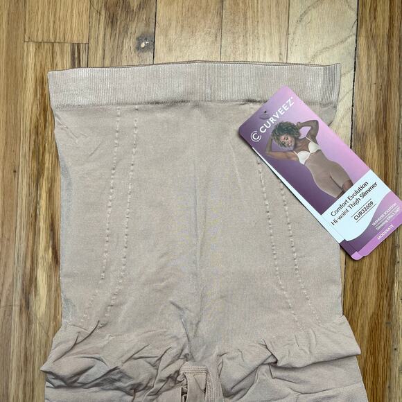NEW Curveez Women L Comfort Evolution Hi Waist Thigh Slimmer Nude Shaper Shorts - Picture 6 of 12